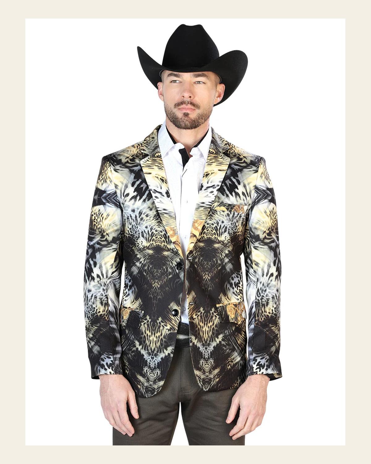 Blazer Senor De Los Cielos Lycra Black 43997 on a warm cream background