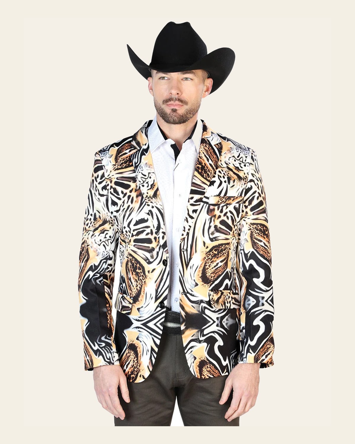 Blazer Senor De Los Cielos Lycra White 44000 on a warm cream background