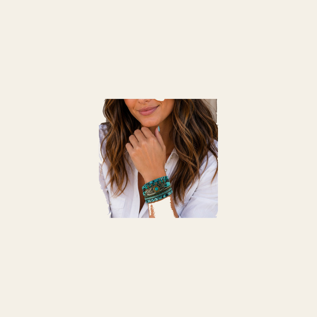 Blue Boho Multi Strand Wrap Bracelet