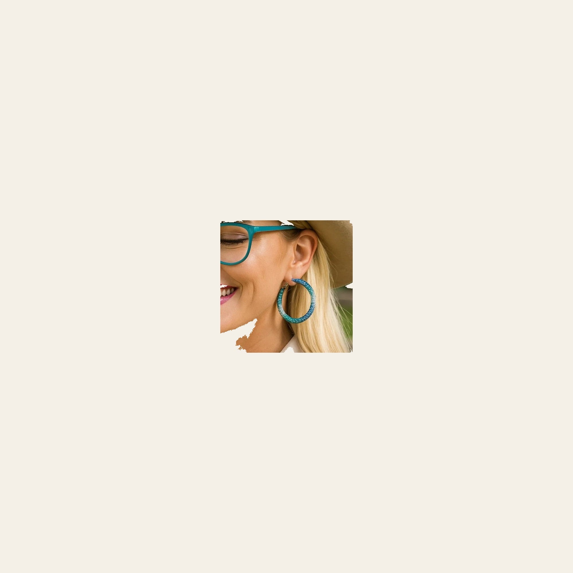 Blue, Green and Clear Western Bling Hoop Fashion Earrings