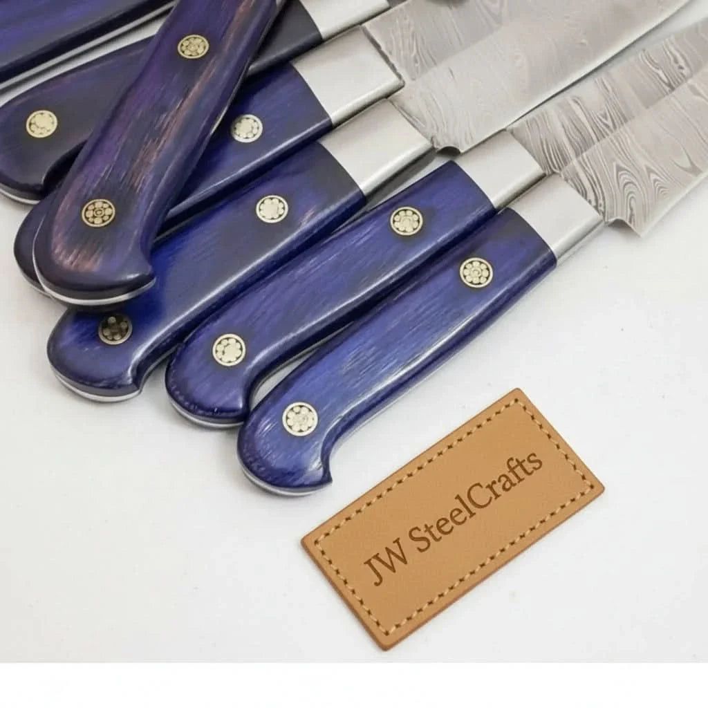 7-Piece Damascus Kitchen Knife Set — Chinese Cleaver, Bread, Chef, Santoku, Slicing, Utility & Paring