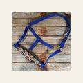 Blue Nylon Halter with Cowhide Leather Noseband #NH119