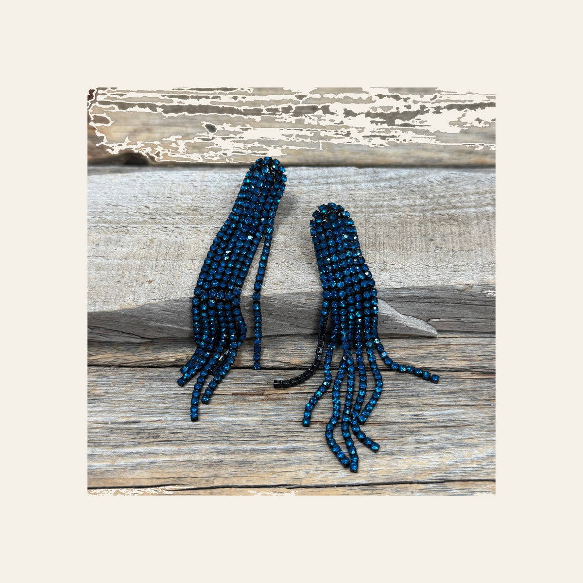 Blue Western Boho Rhinestone Dangle Fashion Earrings