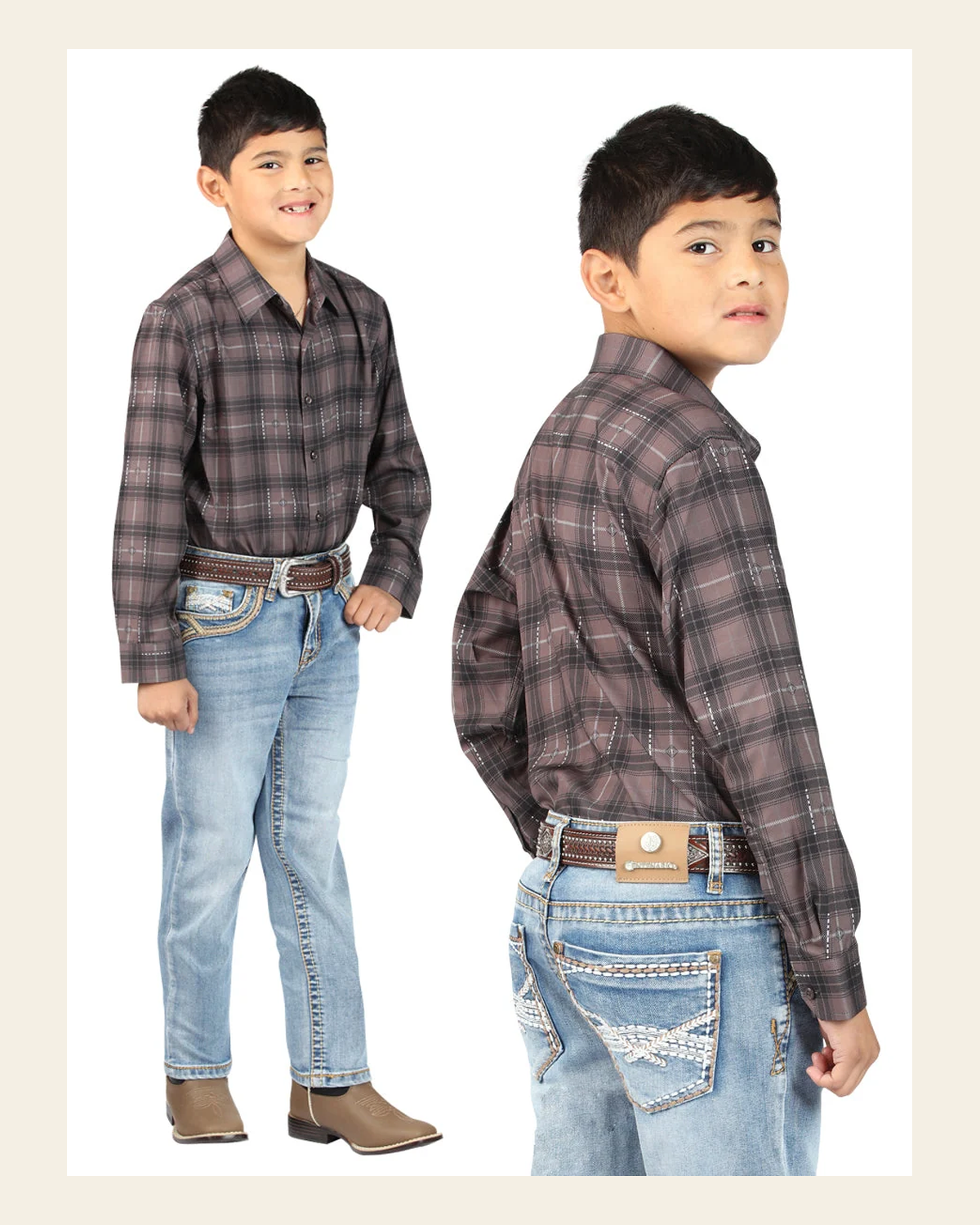 Boys Centenario Premium Bootcut Jeans - Light Blue Denim 45547 on a warm cream background