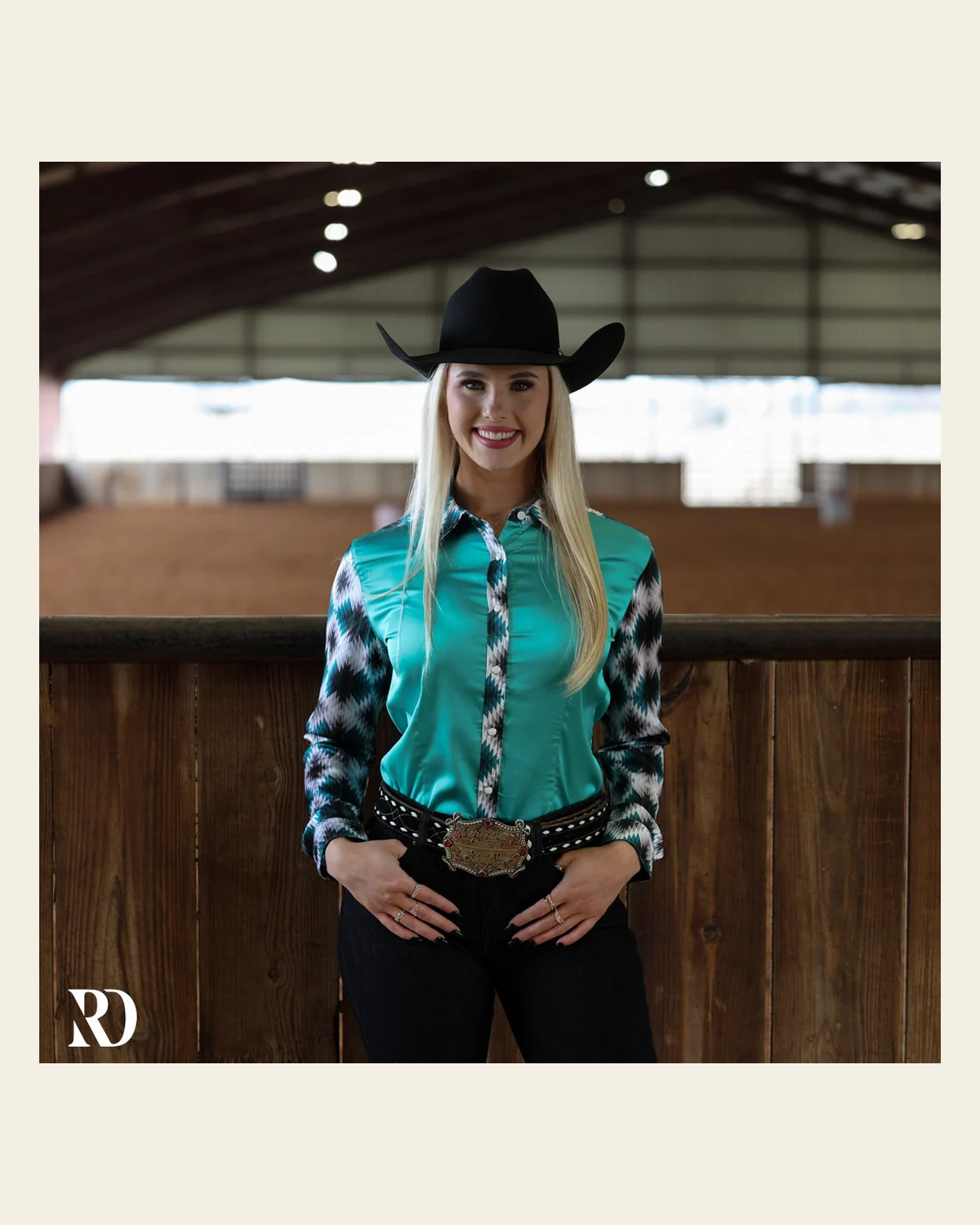 Brayden Satin Performance Rodeo Shirt on a warm cream background