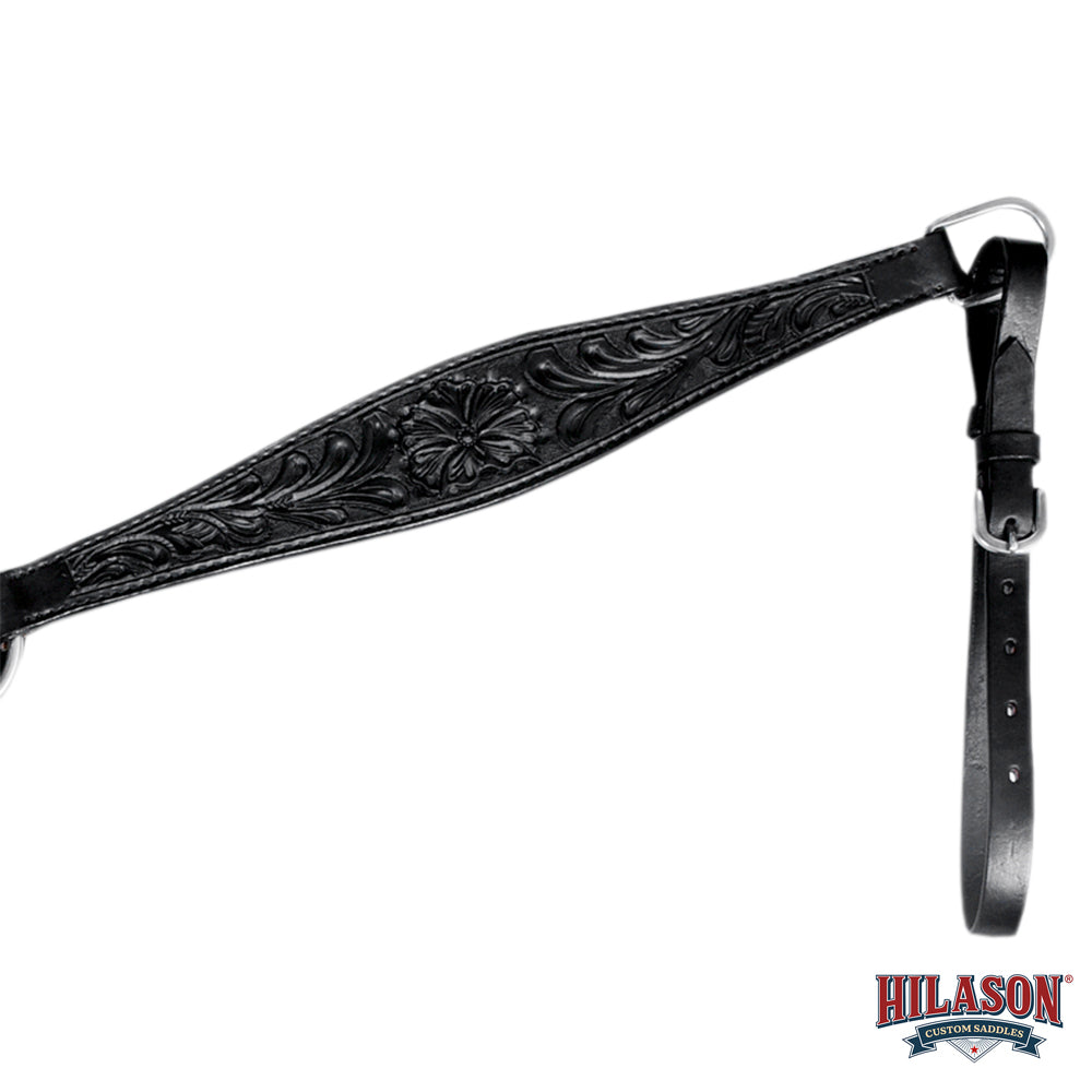 HILASON Western Horse Headstall Breast Collar Genuine American Leather Floral Black