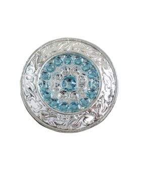 Aqua & Clear Bright Silver 1.5" Disc European Crystal Concho
