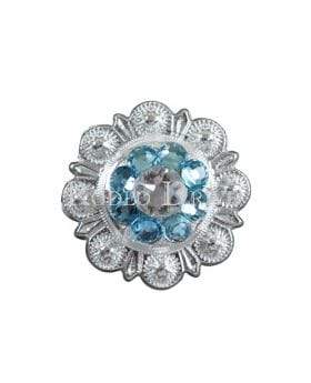 Aqua & Clear Bright Silver 1" European Crystal Concho