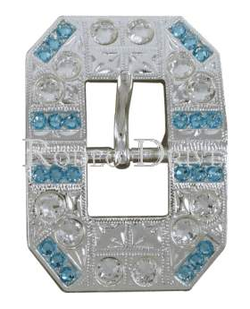 Aqua & Clear Bright Silver European Crystal Square Cart Buckle