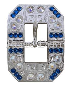 Capri & AB Bright Silver European Crystal Square Cart Buckle
