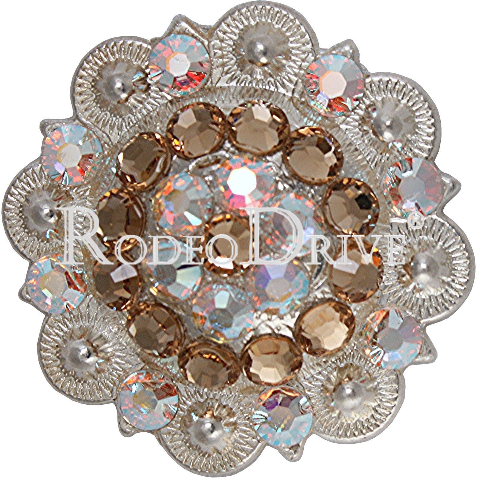 Champagne & AB Bright Silver 2" European Crystal Concho