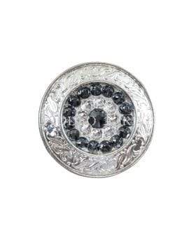 Jet & Clear Bright Silver 1.5" Disc European Crystal Concho