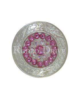 Pink & AB Bright Silver 1.5" Disc European Crystal Concho