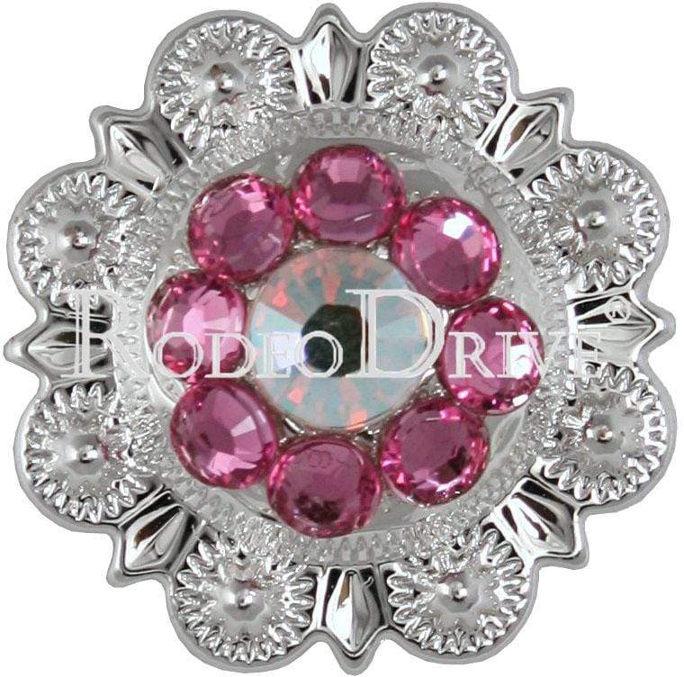 Pink & AB Bright Silver 1" European Crystal Concho