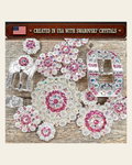 Bright Silver Pink - AB Crystal Conchos | Sizes 1"- 3" | Buckles | Saddle Set | Leather Rosettes | Slide on a warm cream background