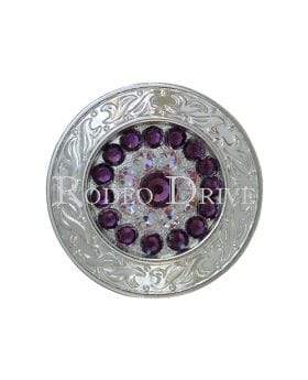 Purple & AB Bright Silver 1.5" Disc European Crystal Concho