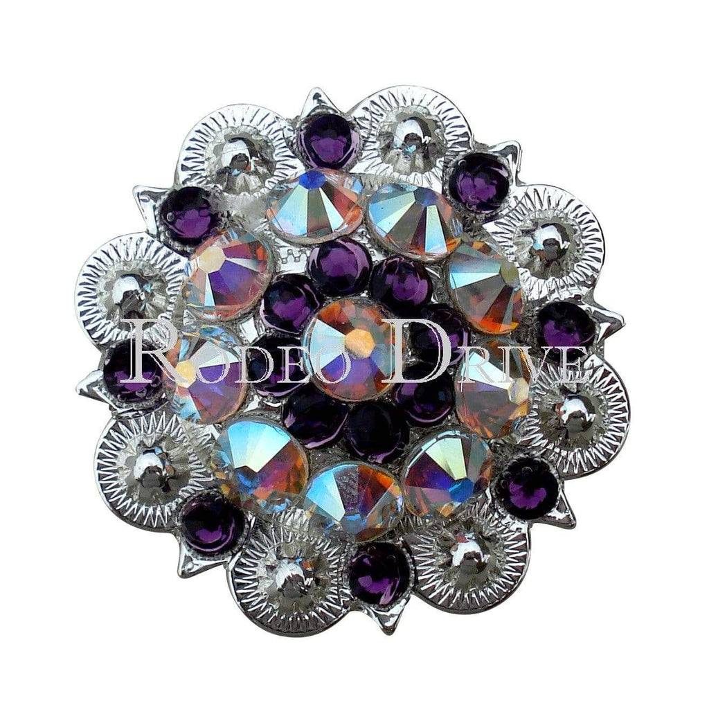 Purple & AB Bright Silver 1.5" European Crystal Concho