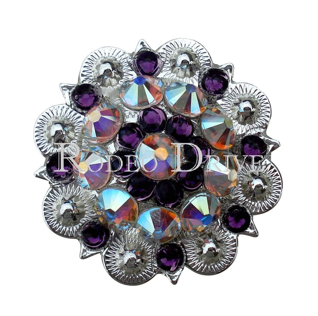 Purple & AB Bright Silver 1.5" European Crystal Concho