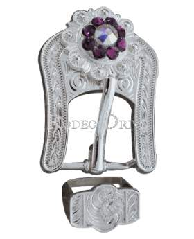Purple & AB Bright Silver European Crystal Buckle Keeper Set