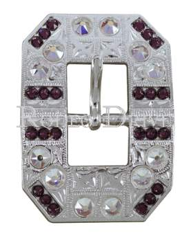 Purple & AB Bright Silver European Crystal Square Cart Buckle