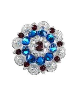 Red White & Blue Bright Silver 1.5" European Crystal Concho — view 2
