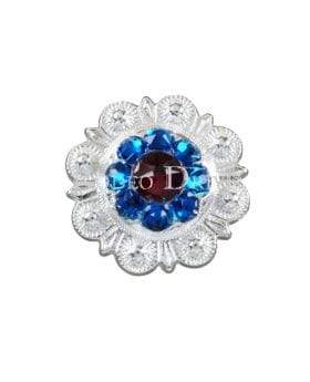 Red & Blue Bright Silver 1" European Crystal Concho — view 2