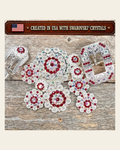 Bright Silver Ruby - AB Crystal Conchos | Sizes 1"- 3" | Buckles | Saddle Set | Leather Rosettes | Slide on a warm cream background