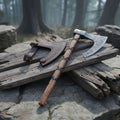 Handmade Damascus Skeggøx Bearded Axe with Leather Wrap and Sheath