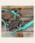 Bronc Noseband Mule Tape Halter with Copper Clear Conchos #MT300 on a warm cream background