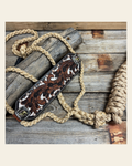 Bronc Noseband Mule Tape Halter with Western Horse Conchos #MT305 on a warm cream background