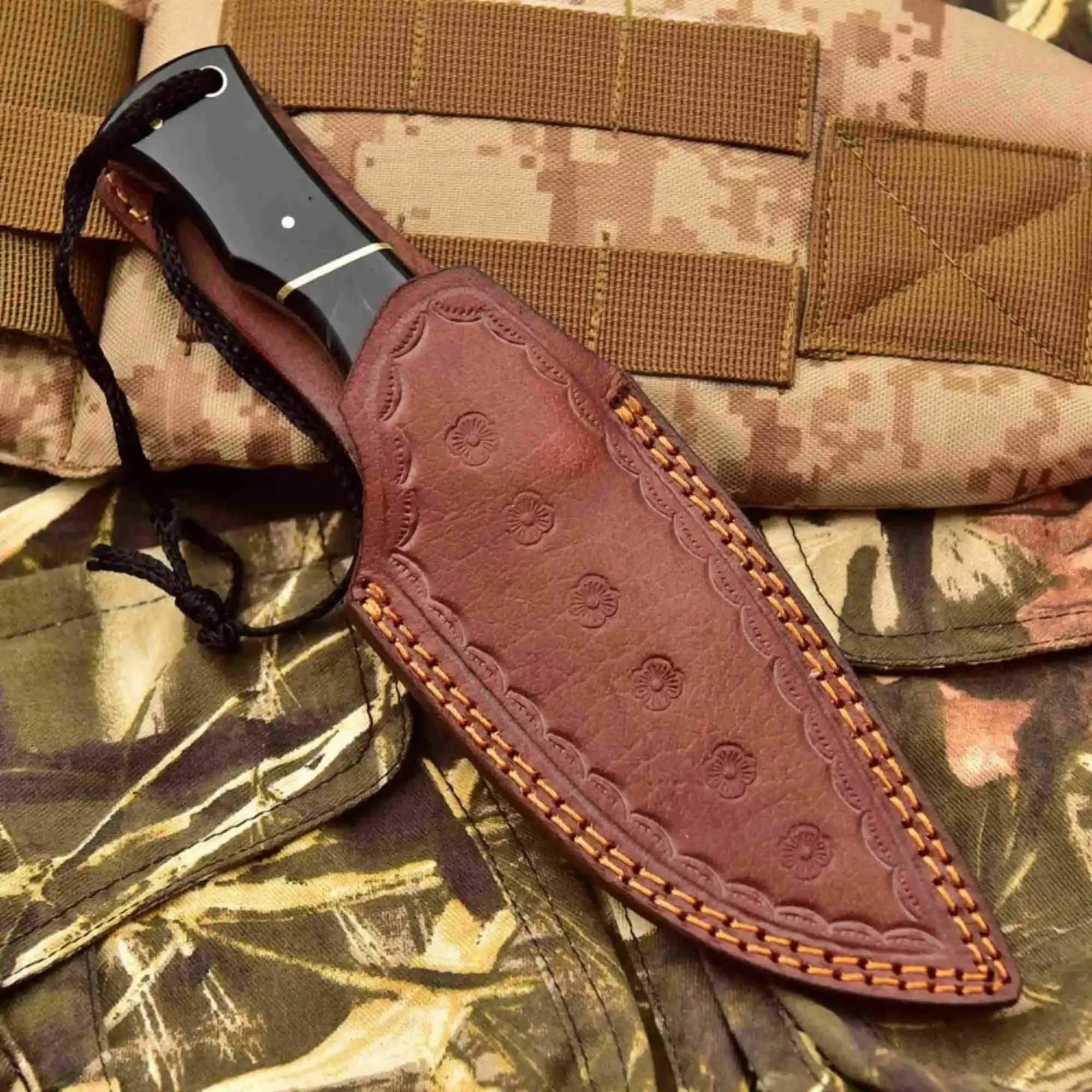 Handcrafted Stainless Steel Outdoor Knife with Black Resin Handle | JW SteelCrafts