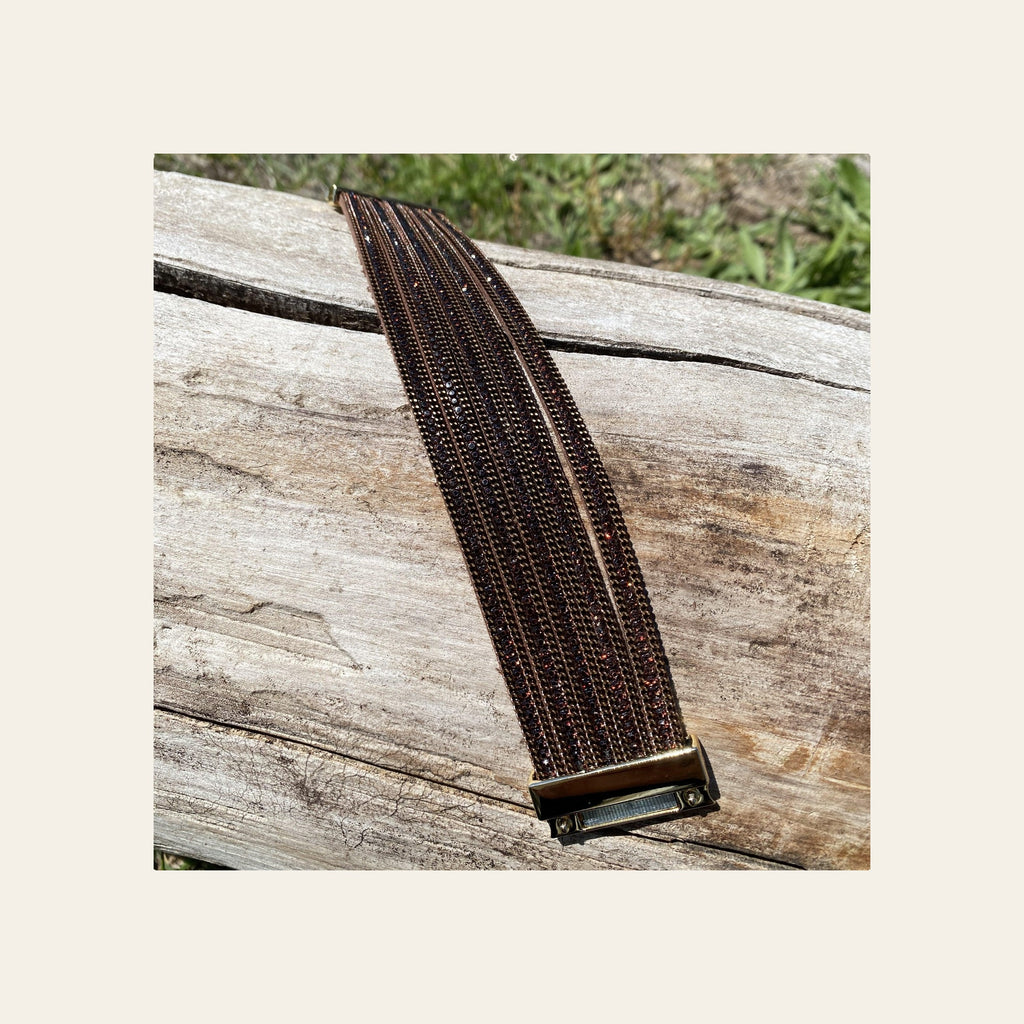 Brown Shimmer Fashion Leather Bracelet XI100