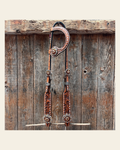 Buckstitch One Ear Headstall / Bridle #OE123 on a warm cream background