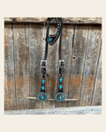 Buckstitch Southwest Turquoise Headstall / Bridle #OE119 on a warm cream background