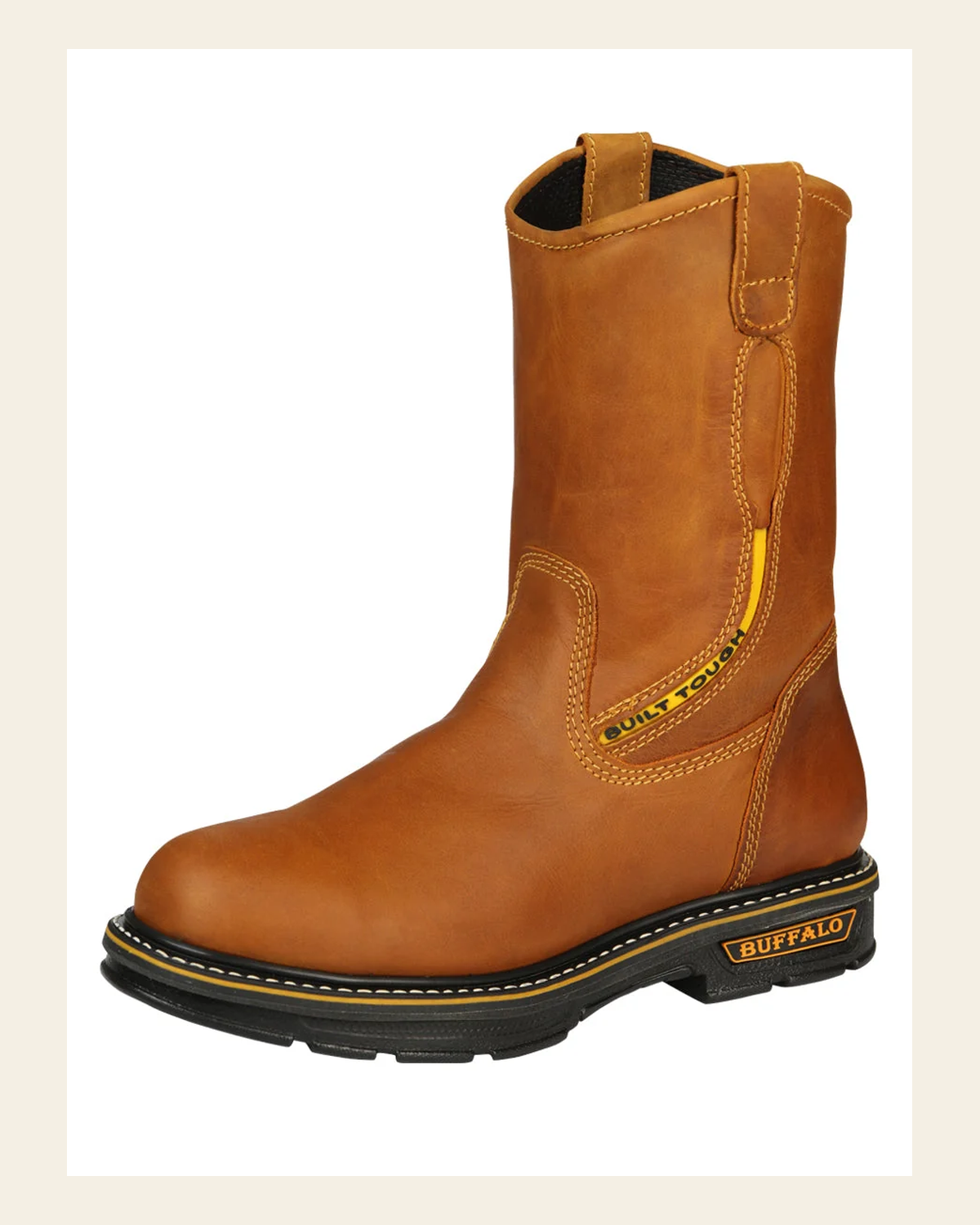 Buffalo & Bull Men’s Work Boots Without Toe Cap - Crazy Miel 45258 on a warm cream background