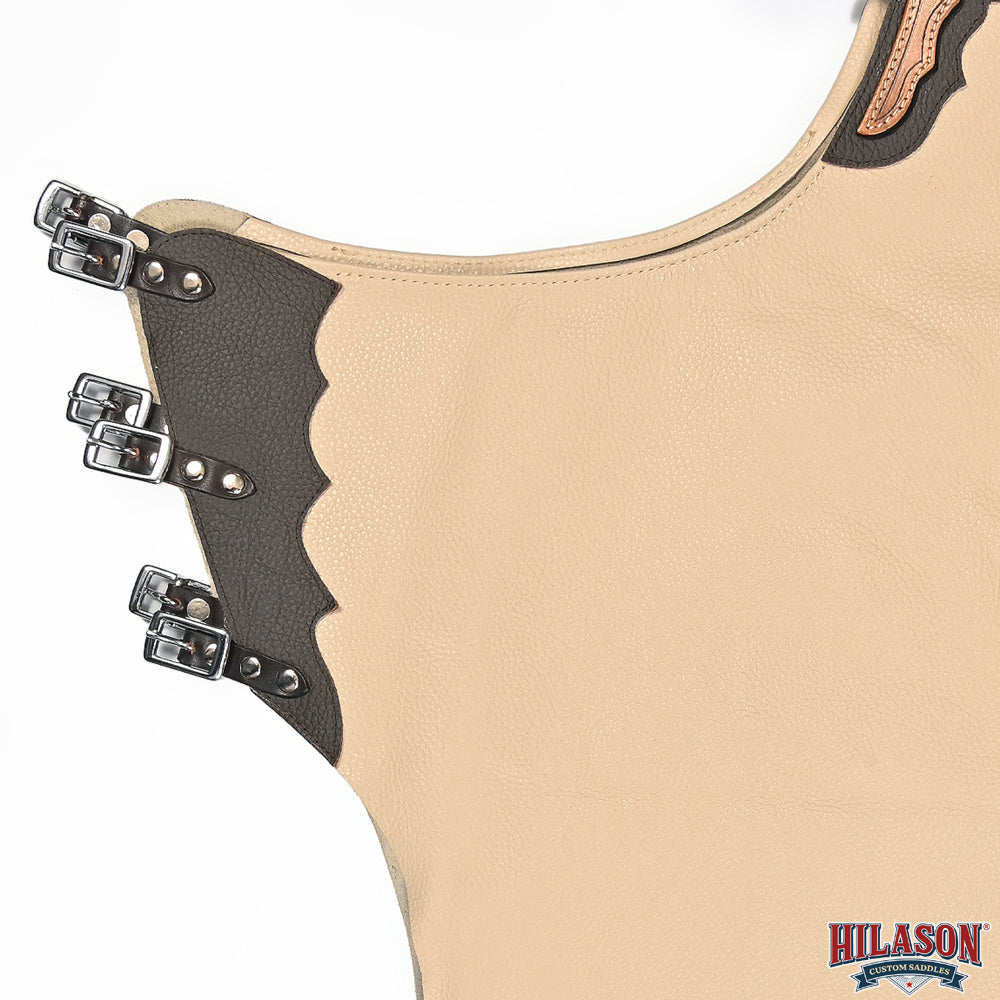 HILASON Western Pro Rodeo Bronc Bull Riding Leather Chinks | Handmade Chaps for Adults Hand Tooled Adult