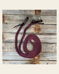 Burgundy Nylon Barrel Racing Reins #NR104 on a warm cream background