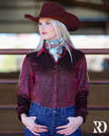 Burgundy Velvet Sparkle Performance Rodeo Shirt