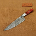 12" Professional Damascus Gyuto Chef Knife — 7" Blade, Red Pakka Wood Handle & Polished Bolster | JW SteelCrafts