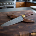 Gyuto Chef Knife 8" Rosewood Handle – Twisted Damascus Steel Blade