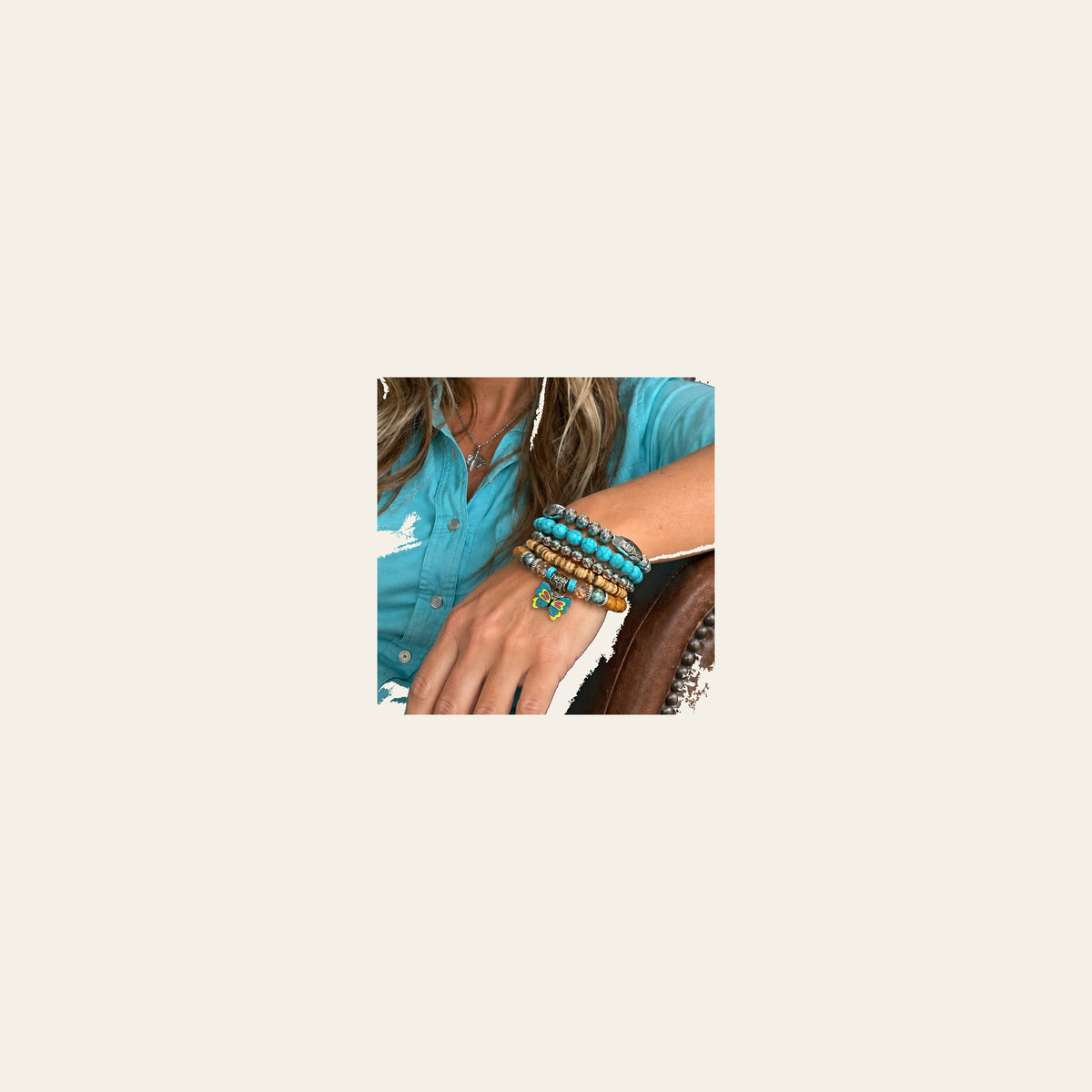 Butterfly and Fashion Turquoise Bracelet Stack