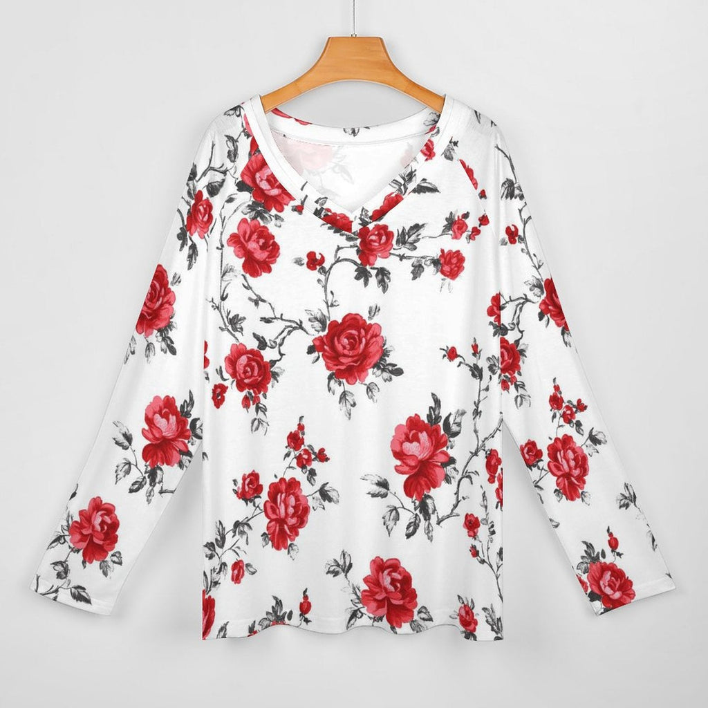 Baha Ranch Colores de Mexico Red Rose Floral Long Sleeve Top by Baha Ranch Western Wear - product image 3