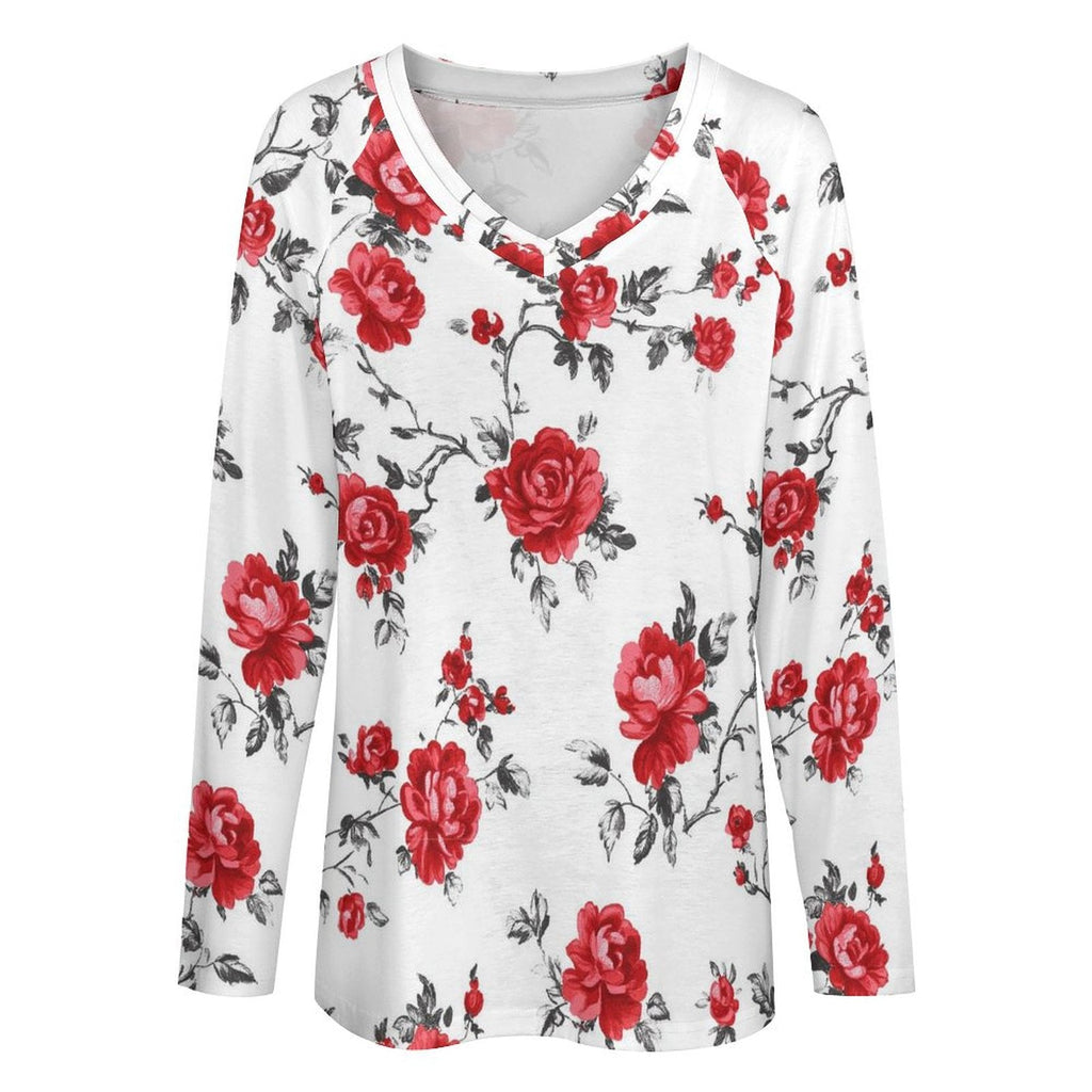 Baha Ranch Colores de Mexico Red Rose Floral Long Sleeve Top by Baha Ranch Western Wear - product image 4