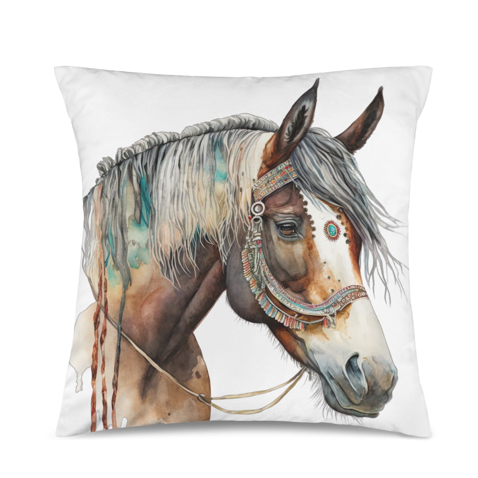 Baha Ranch Fancy Horse on White Velvety Soft Pillow Case Made in America by Baha Ranch Western Wear - product image 4