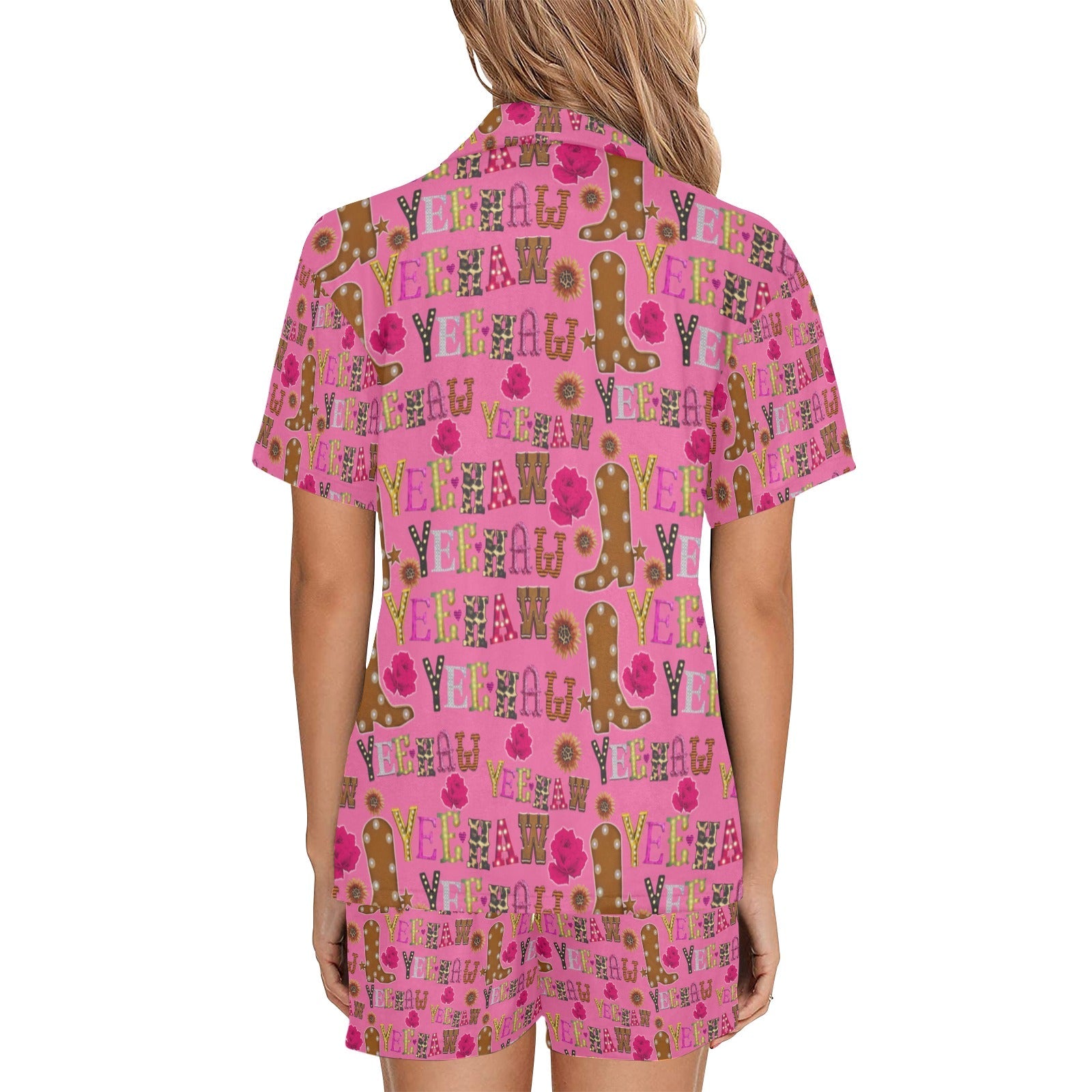 Baha Ranch Pink Yeehaw Women's Western Pajama Set by Baha Ranch Western Wear - product image 4