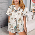 Baha Ranch Christmas Spirit Cowgirl Western Cowboy Satin Short Pajama Sets by Baha Ranch Western Wear