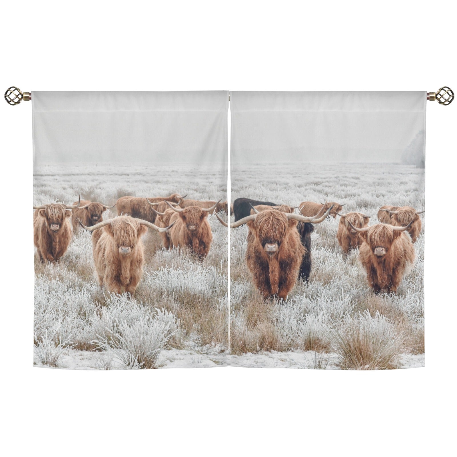Baha Ranch Highland Cow Curtains Window Curtain 28"x40" (2-Piece) Made in America by Baha Ranch Western Wear - product...