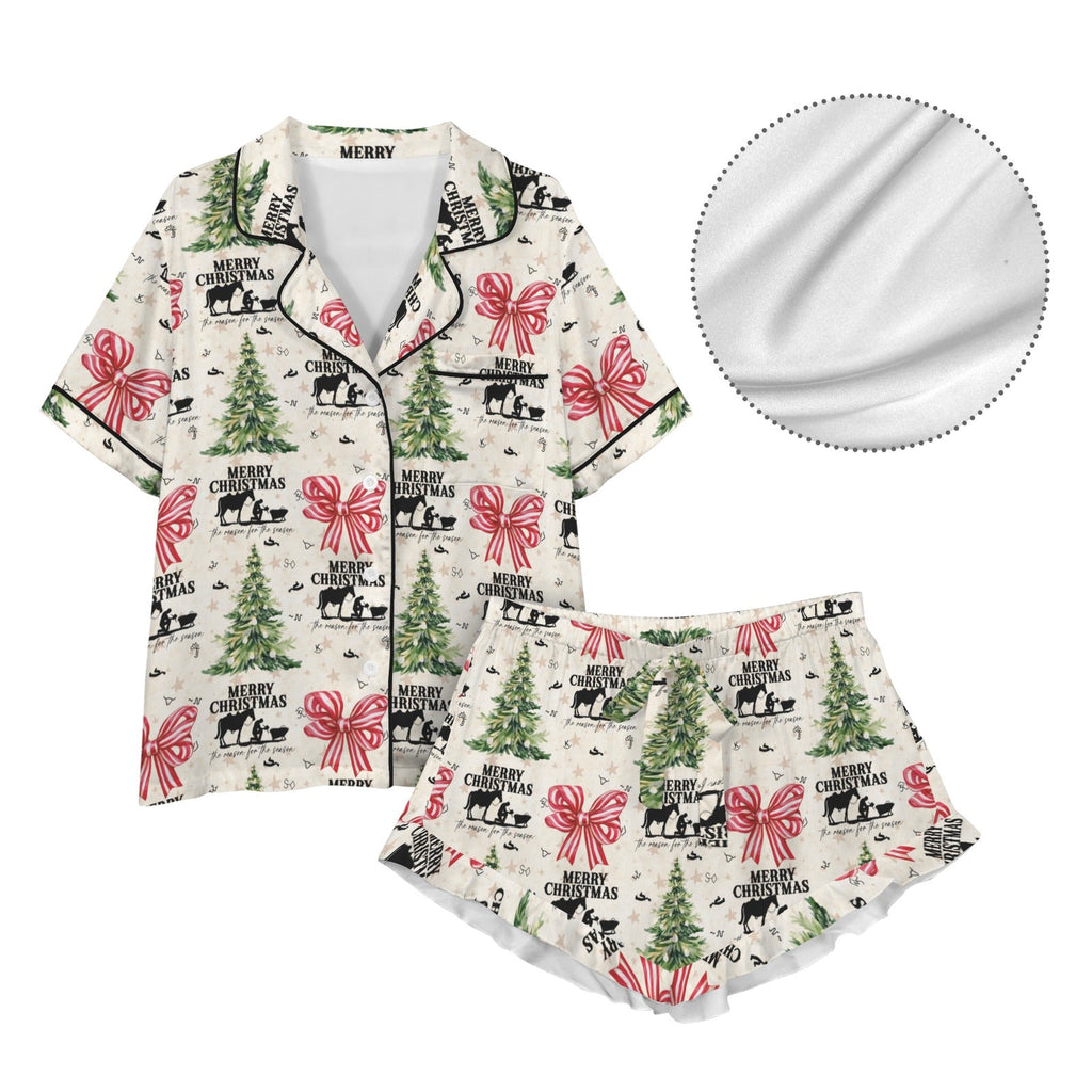 Baha Ranch Praying Cowboy Christmas Cowgirl Western Satin Pajamas Short Set by Baha Ranch Western Wear - product image 4