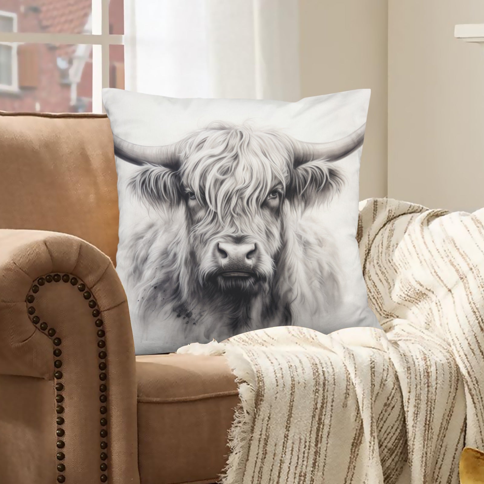 Baha Ranch Black White Highland Velvety Soft Pillow Cover Made in America by Baha Ranch Western Wear