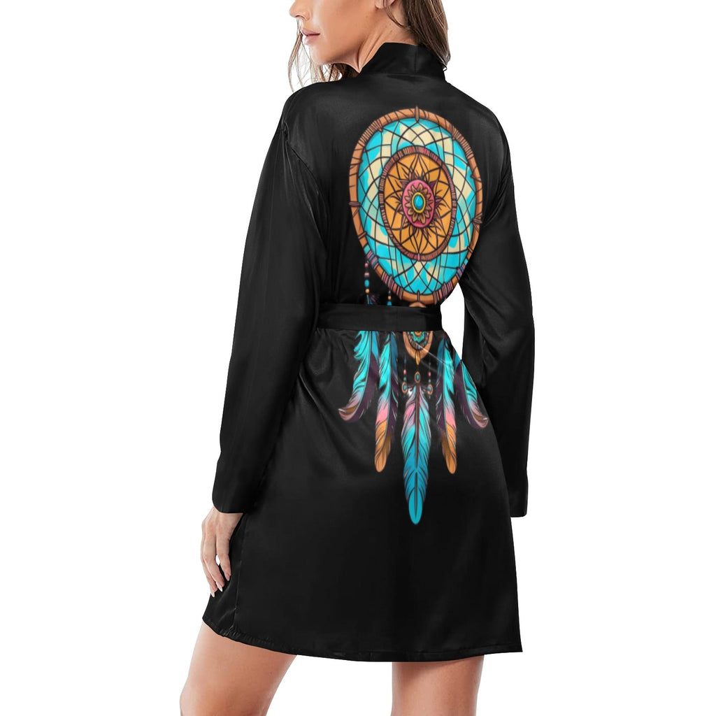 Baha Ranch Dream Catcher Women's Belted Satin Feel Dressing Lounge Robe by Baha Ranch Western Wear